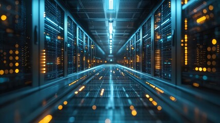 Poster - High-tech server room equipped with advanced servers and cooling systems for optimal performance