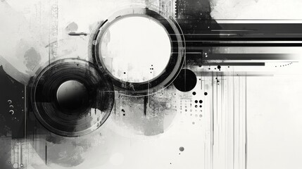 Poster - Abstract artwork with black, gray, and white colors. Space is available for presentations, posters, or business flyers.