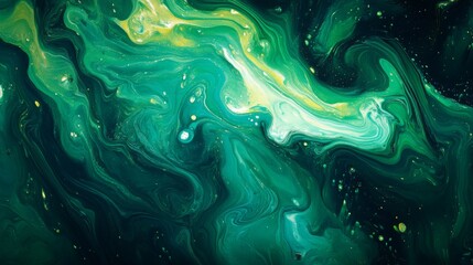 Poster - Gorgeous abstract background with colorful liquid swirls in a rich green hue, perfect for a luxurious touch to your designs.