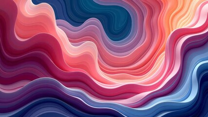 Fototapete - A colorful wave with blue and pink colors. The wave is very long and has a lot of detail