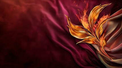 Poster - Vibrant golden threelayered kanok flame design abstract art dynamic composition rich textures artistic concept