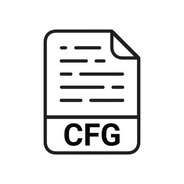 CFG file icon set. CFG file type symbol. File CFG format icon in black filled and outlined style isolated on transparent background.