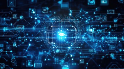 Poster - Global Digital Network: A Visual Representation of Interconnected Data and Information Flow