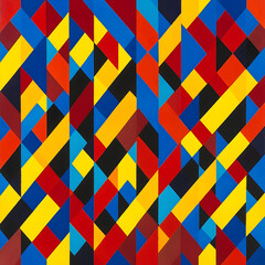 Poster - Geometric Symphony of Color: A vibrant composition of geometric shapes, meticulously arranged to create a dynamic and visually engaging abstract artwork, celebrating color and form.