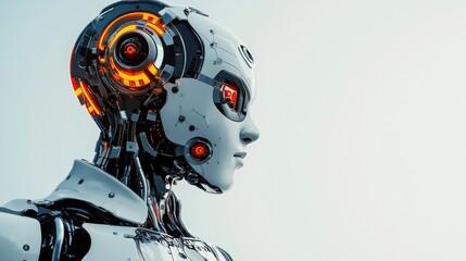 Poster - A Futuristic Female Robot, technologically advanced, sleek design, artificial intelligence, innovation,  modern technology, digital art, 3D render,  cyberpunk aesthetic