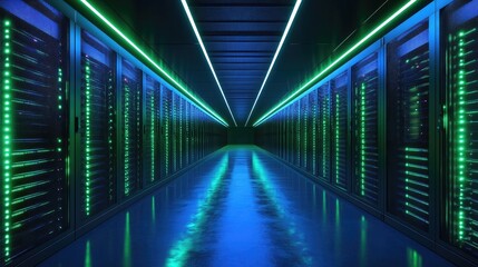 Poster - Illuminated Data Center Corridor: A Glimpse into the Digital Realm