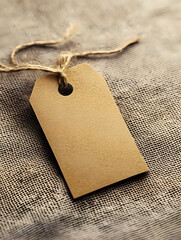 Poster - Vintage Kraft Paper Tag Label on Rustic Fabric With Natural Texture : Generative AI