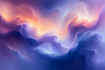 Poster - Abstract Dreamscape with Swirling Violet and Orange Hues, Modern Art Background with Decorative Gradient Texture and a Touch of Fantasy