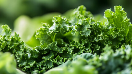 Poster - Close-Up of Fresh Green Kale Leaves in a Vibrant Organic Farming Setting : Generative AI
