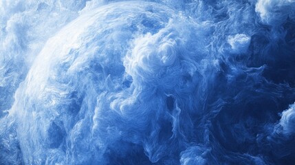Poster - Abstract fractal background with blue tones resembling smoke or clouds