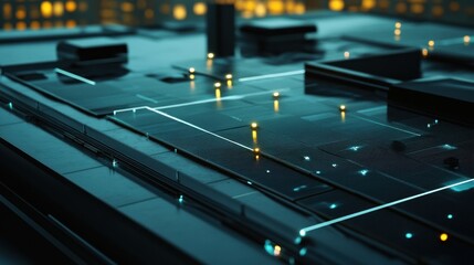 Poster - Futuristic Technology Abstract Background with Glowing Lights and Circuitry