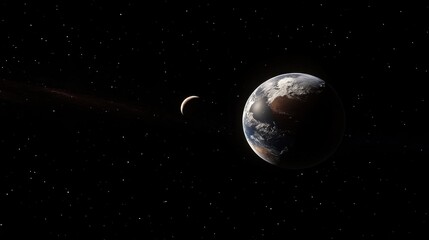 Poster - Magnificent view of the Earth and Moon from outer space in stunning detail