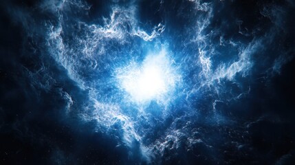 Poster - A Majestic Cosmic Dawn, Swirls of Nebulous Clouds and Celestial Light