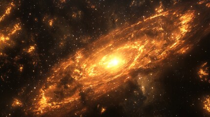 Poster - Spectacular spiral galaxy with radiant nebula and cosmic dust clouds