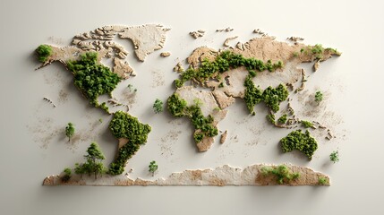 Poster - Visually striking infographic depicting a high contrast world map with deforestation hotspots marked in red and sustainable forest projects highlighted in green