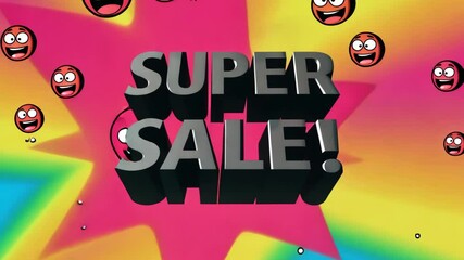 Poster - The character is smiling and has a mouth open. Super sale.