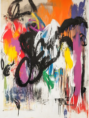 Poster - Abstract Vibrant Colorful Expressionist Painting with Dynamic Brush Strokes on Canvas : Generative AI