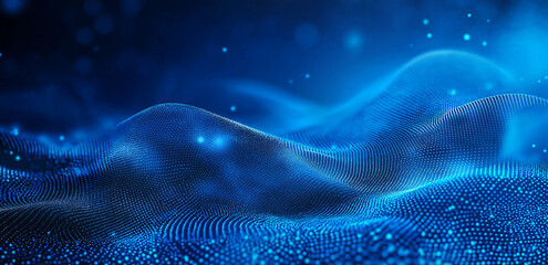Fototapete - 3D Rendering of abstract dot waves. Concept for big data, high technology background, machine learning, artificial intelligence, robot trading