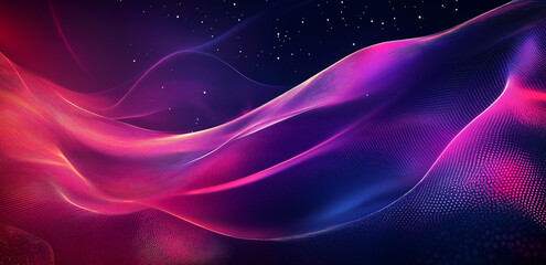 Poster - Neon light abstract waves design