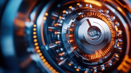 Poster - futuristic technology visualization digital realm 3d rendering industrial environment close-up view 