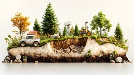 Poster - Detailed infographic exploring the critical relationship between deforestation and soil erosion with visual breakdowns of the impacted land areas and environmental factors