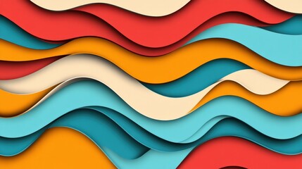 Leinwandbilder - Colorful Flowing Waves of Paper Texture Background Design