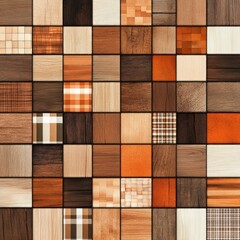 Poster - Colorful Square Pattern with Various Wood Textures and Tones