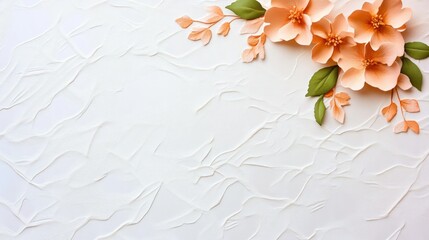 Aufkleber - Delicate Peach Flowers on Textured White Background for Decoration