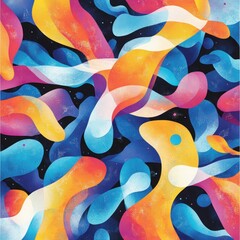 Poster - Colorful Abstract Waves with Vibrant Fluid Shapes and Textures