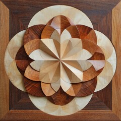Poster - Intricate Wood Art Design with Geometric Patterns and Textures