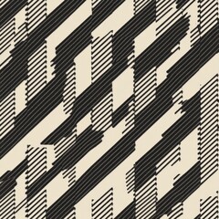 Poster - Abstract Black and Cream Geometric Pattern with Diagonal Lines