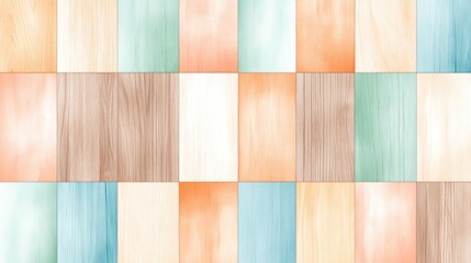 Aufkleber - Colorful Wooden Plank Pattern with Soft Pastel Shades and Textures