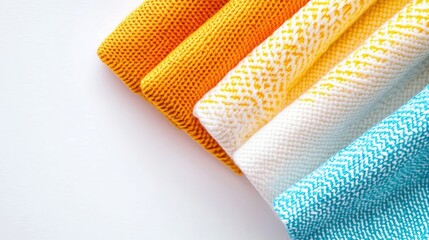 Aufkleber - Colorful Textiles in Shades of Yellow and Blue Arranged Neatly