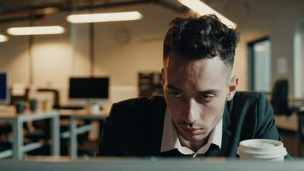 Poster - Professional office worker experiencing intense work stress, capturing mental exhaustion and mounting pressure through dramatic slow motion portrayal of corporate workplace challenges