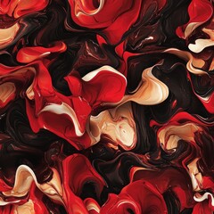 Leinwandbilder - Abstract Red and Cream Swirl Design with Dark Background