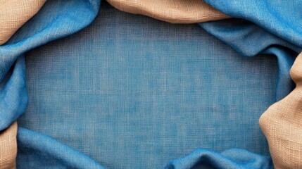Poster - Elegant Blue and Tan Fabric with Textured Background for Design Use