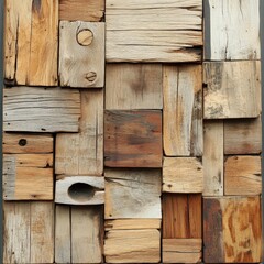 Poster - Rustic Wooden Planks Arranged in a Creative Pattern for Decor