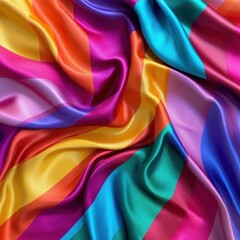 Aufkleber - Colorful Satin Fabric with Bold Stripes and Smooth Texture