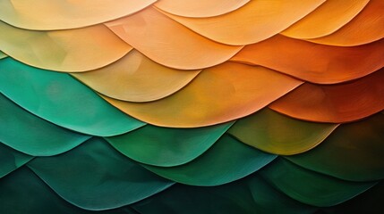 Poster - Colorful Waves of Textured Overlapping Scales in Warm Tones
