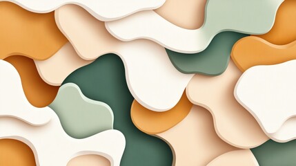 Aufkleber - Abstract Layered Shapes in Soft Pastel Colors for Background Design