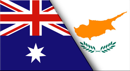 Wall Mural - Flags of Australia and Cyprus. Australian and Cypriot National flags on Fabric