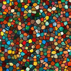 Poster - Vibrant Colorful Mosaic Pattern of Various Stone Shapes and Textures