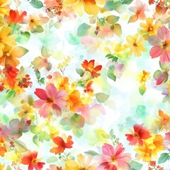 Poster - Vibrant Floral Pattern with Colorful Flowers and Soft Background