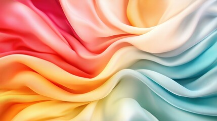 Aufkleber - Colorful Silk Fabric Waves in Soft Flowing Motion and Light