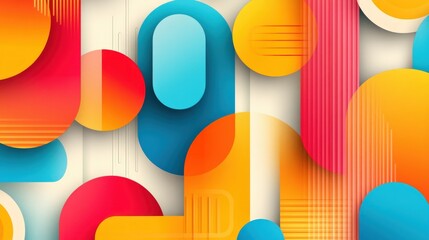 Aufkleber - Colorful Abstract Design with Geometric Shapes and Patterns