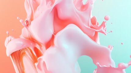 Fototapete - Abstract Pink Splash with Soft Curves and Fluid Motion Background