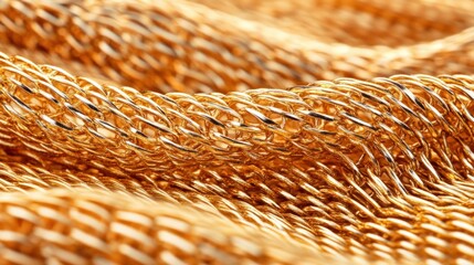 Aufkleber - Golden Metallic Fabric with Intricate Weave Texture in Close-Up
