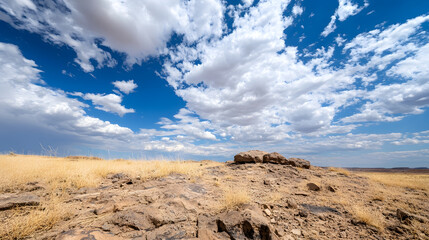 Aufkleber - Vast Arid Landscape with Dramatic Cloudy Sky over Desert Terrain : Generative AI