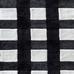 Poster - Black and White Geometric Pattern on Plush Textile Surface