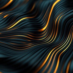 Poster - Abstract Fluid Waves of Deep Blue and Fiery Orange Lighting